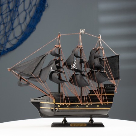 Pirate Ship "Merry Roger" Board with a yellow strip, 40*8.5*36cm-12