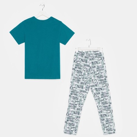 Female set (T -shirt, trousers), turquoise color, size 44-7