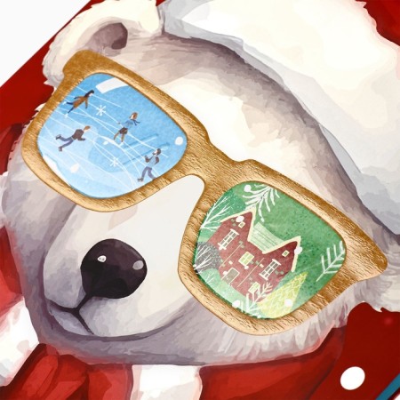 Package Gift New Year Laminated "Teddy Bear", M 30 x 26 x 9 cm, New Year-3