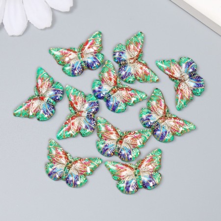 Decor for creativity Plastic "Butterfly with golden dots" Green 1.5x2.3 cm-2