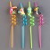 Tubes for cocktail "birds" set 4 pcs, color mix