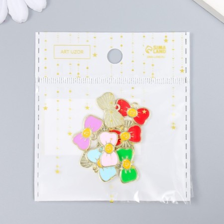 Decor for creativity metal, enamel "Bow with an emoticon" gold mix 1.9x1.1 cm-3