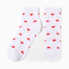Women's hearts socks, white/red color, rr 23