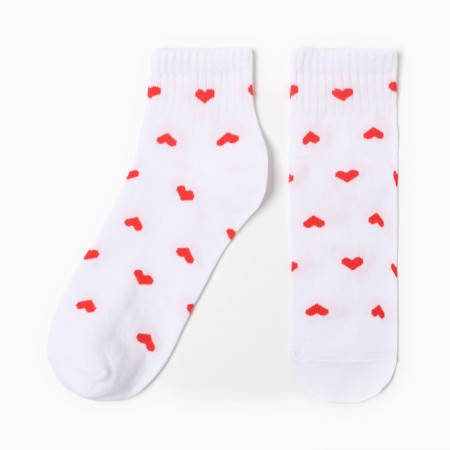 Women's hearts socks, white/red color, rr 23