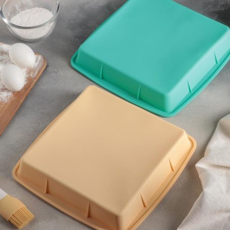 Baking uniform “Square”, silicone, 27 × 27 × 4 cm (with sides), internal size 23 × 23 cm, color mix-6