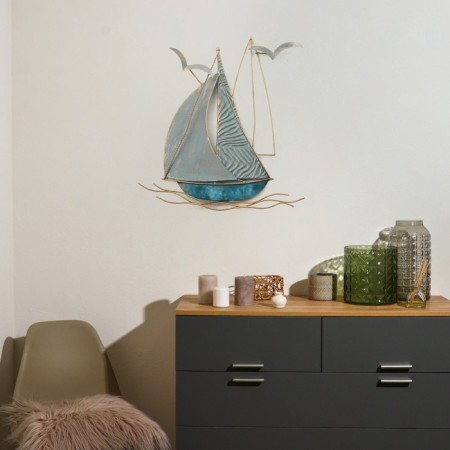 Wall metal decor "Ship with Seagulls" 38x3.8x40 cm