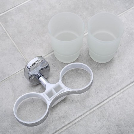 Holder for dental brushes wall, Accoona A11004, 2 glasses, glass, color chromium-1