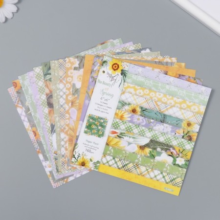 A set of scrapbooking paper 12 sheets 12 designs "Beauty Spring" 160 grams 15.2x15.2 cm