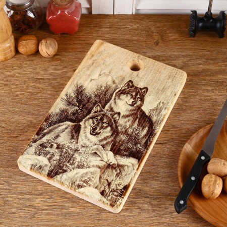 Board from the massif “wolves”, rectangular, 18 × 28 cm No. 1