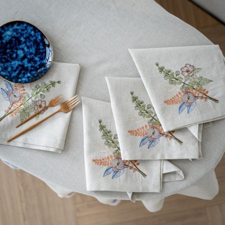 Set of napkins "Flora", size 45x45 cm, natural color, 4 pcs