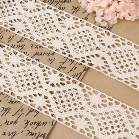 Knitted lace, 65 mm × 10 ± 1 m, beige color-1