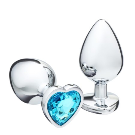 Anal traffic jam-hoods, silver, blue crystal, d = 40 mm-1