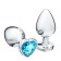 Anal traffic jam-hoods, silver, blue crystal, d = 40 mm