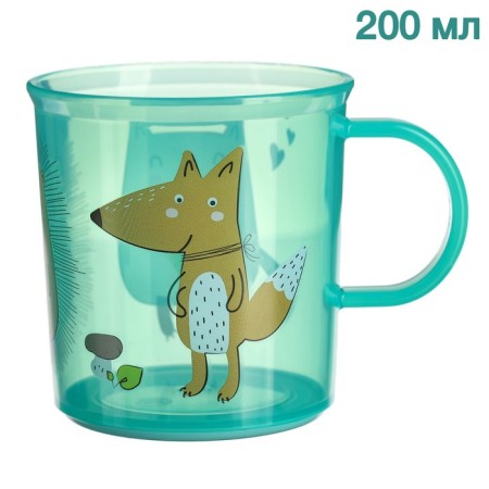 Baby mug with decor and non -slip bottom 200 ml., Mix drawing-4