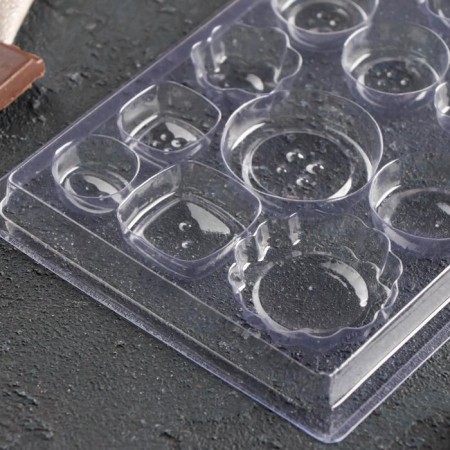 Form for chocolate and sweets "buttons", 22 × 11 cm, 17 cells, color transparent-2