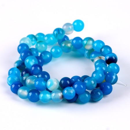 Beads made of natural stone "Blue Agat" set 58 pcs., Size 1 pc. - 6 mm-2