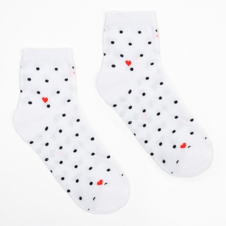 Women's socks minku "points and hearts", white color, size 36-37 (23 cm)