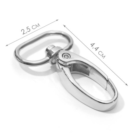 Metal carbine, 44 × 25 mm / 20 × 2.2 mm, 10 pcs, silver color-1