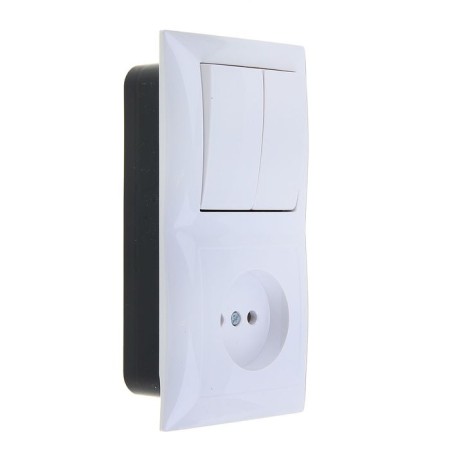 Block "Kuntsevo" Selena 8201, 2 keys, hidden, with a socket, white