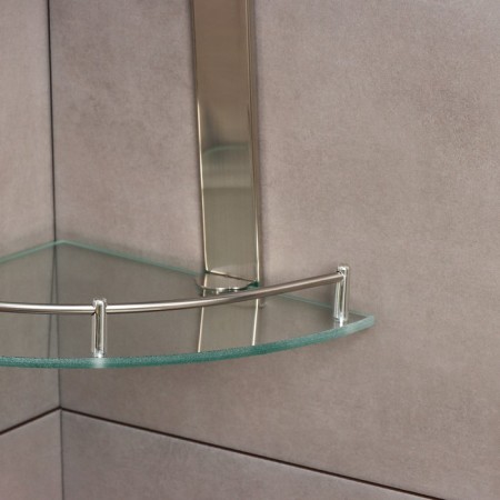 Bathroom shelf 2x-tier angular stall Stölz, 24 × 24 × 28 cm, stainless steel, glass-3