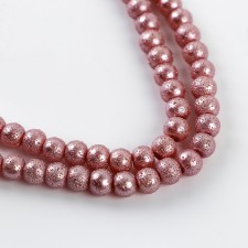 Glass beads, set 140 pcs., Size 1 pc. - 6 mm, pink color