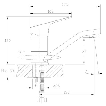 Rossinka RS29-22 washbasin mixer, one-handed, with swiveling, color chromium-1