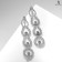 Hanging earrings with grace rhinestones, drops of trio, white color in silver, 9 cm