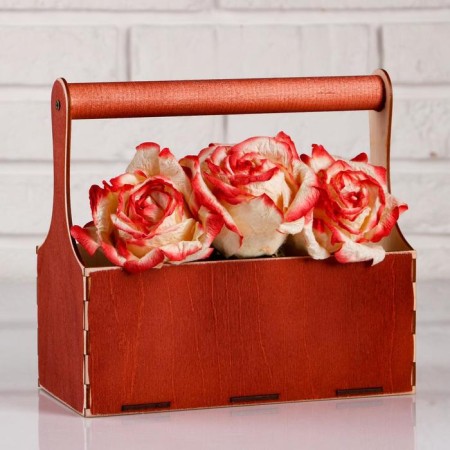Wooden Kashpo 24 × 12 × 22 cm Maloni Demur, with a pen, a red tree give beautifully