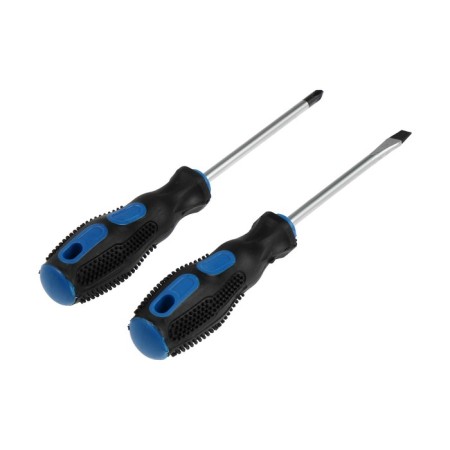 A set of screwdrivers of tundra, satin, magnet, two -component handles, PH2/SL6 x 100 mm, 2 pcs.-2