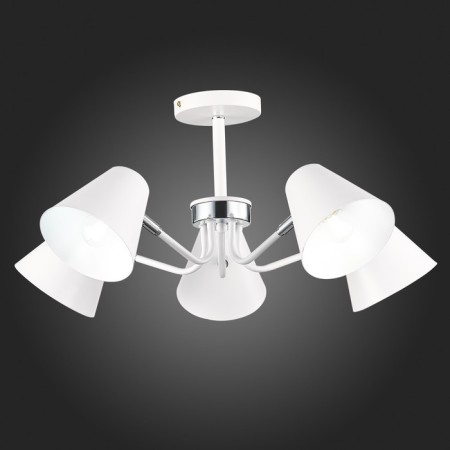 Ceiling EVOLUCE lamp. Sle106702-05. Lere. 5x60 watts, E27, 63x63x28 cm, white color, chrome-4
