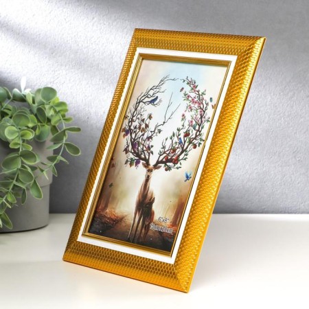Photo frame plastic 15x20 cm "Golden bricks with a white insert" 25x20 cm-1