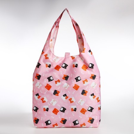 Folding bag on the button, pink color-1