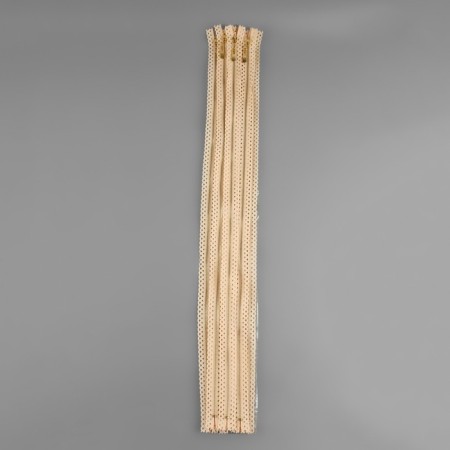 Metal zipper, No. 3, non -proceeding, automatic lock, 60 cm, beige color/gold-3