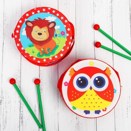 Musical toy "Drum", with a pattern, Mix color, paper membrane-5