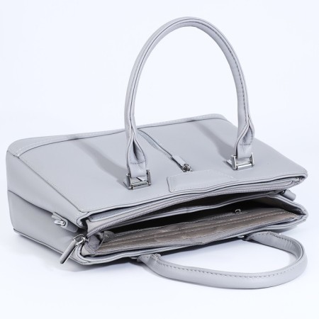 Lightning tout bag, outer pocket, long belt, gray color-6