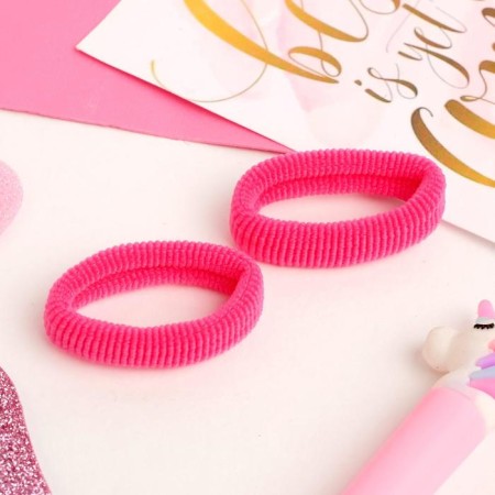 Hair elastic band "Unicorn" (set 2 pcs) 5.5 cm, pink-1