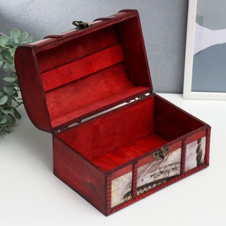 Casket Wood Equrated "Flowers and Cities" MICS chest 15x22x15.5 cm-3