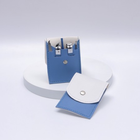 Manicure set, 5 objects, in case, blue/white color-2