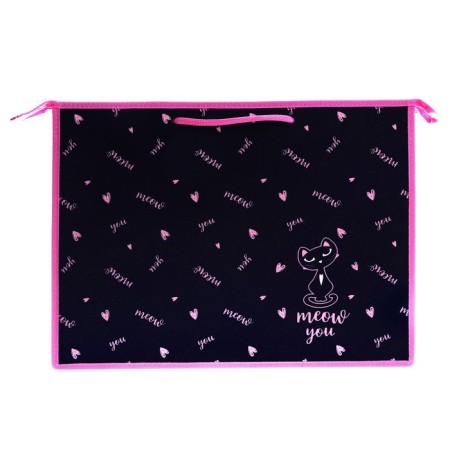 Folder A3 460 x 345 x 50 mm, with handles, plastic, zipper from above, Hatber "Moore Muau" amn_32103-2