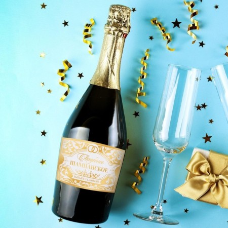 A sticker for a bottle for a wedding "Wedding champagne", long and happily, 12 × 8 cm-2
