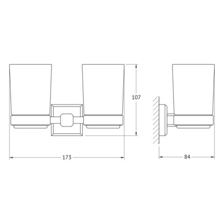 Holder with 2 glasses, matte glass, chrome-1