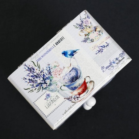 Casket Wood 2 Boxes "Blue Bird and Lavender" 18.5x11.7x7.5 cm-3