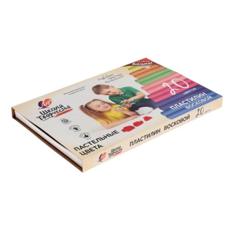 Soft plasticine (wax), 20 colors, 300 g, "School of Creativity", mix-2