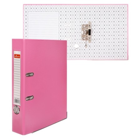 A4, 50 mm, calligrata, PVC, embossing "flax", metal edging, pocket for a spine, collected, pink, mix