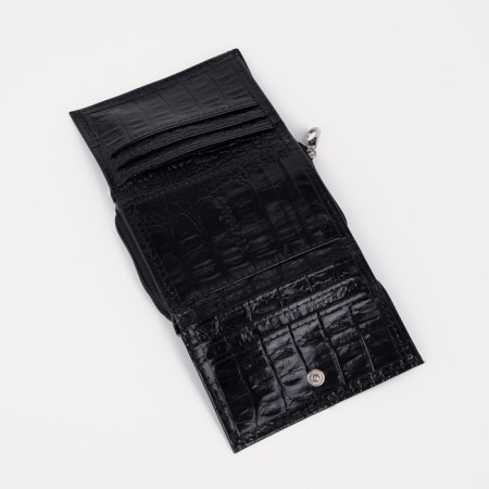 Women's wallet on the button, black color-3
