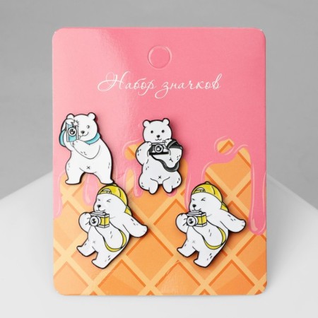 Set of icons (4 pcs.) "Bears", colored in ferrous metal-1