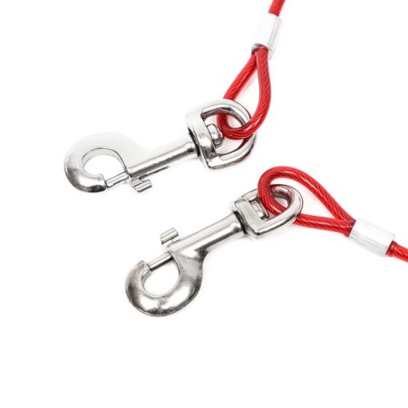 Cable for leaning dogs with 2 carbines, 5 m, cable thickness 5 mm-1
