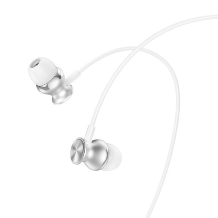 Hoco M106 headphones, wired, vacuum, microphone, 1.2 m, silver-2