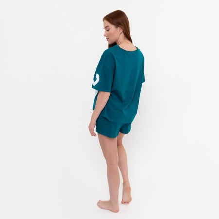 Female set (T -shirt, shorts), Malachite color, size 48-6