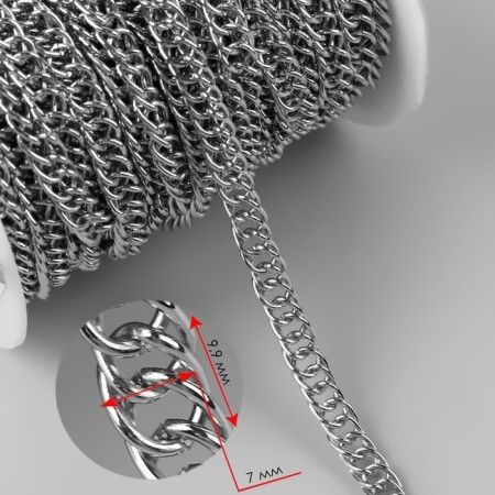 A bag for a bag, twisted, iron, 7 × 9.9 mm, 10 ± 0.5 m, silver color-1